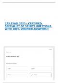 CSS EXAM 2025 - CERTIFIED SPECIALIST OF SPIRITS QUESTIONS WITH 100&percnt; VERIFIED ANSWERS&excl;&excl; 