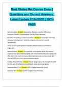 Basi Pilates Mat Course Exam &vert; Questions and Correct Answers &vert; Latest Update 2024&sol;2025 &vert; 100&percnt; PASS