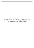 NCLEX NGN PRE-TEST QUESTIONS AND ANSWERS 100&percnt; CORRECT&excl;&excl;&excl;&excl;