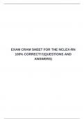 EXAM CRAM SHEET FOR THE NCLEX-RN 100&percnt; CORRECT&excl;&excl;&excl;&lpar;QUESTIONS AND ANSWERS&rpar;