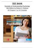 Test Bank for Essentials of Understanding Psychology 14th Edition By Robert Feldman-100&percnt; verified  All Chapters 1 to 14 GRADED A&plus;