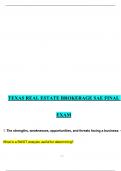 TEXAS REAL ESTATE BROKERAGE SAE FINAL EXAM 2023&sol;2024 TEST QUESTIONS WITH CORRECT DETAILED ANSWERS&sol; GRADED A&plus;