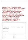 01E SECURITY OFFICER CORE SUBJECTS ENTRY-LEVEL &lpar;VIRGINIA&rpar; STUDY GUIDE &lpar;STUDY GUIDE FOR "01E-SECURITY OFFICER CORE SUBJECTS ENTRY-LEVEL" IN VIRGINIA&period; COURSE IS 18 HOURS&comma; AND IS REQUIRED FOR LICENSURE AS AN UNARMED SECURITY OFFICER IN THE STAT