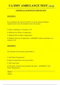  CA DMV AMBULANCE TEST QUESTIONS AND ANSWERS 2025