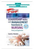 TEST BANK FOR LEADERSHIP ROLES AND MANAGEMENT FUNCTIONS IN NURSING  11th EDITION BY MARQUIS HUSTON&sol;ALL CHAPTERS COMPLETED &lpar;1- 25&rpar;PDF&period;