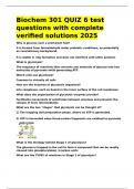 Biochem 301 QUIZ 6 test questions with complete verified solutions 2025&period;