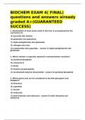 BIOCHEM EXAM 4&lpar; FINAL&rpar; questions and answers already graded A&plus;&lpar;GUARANTEED SUCCESS&rpar;&period;