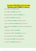 Vermont UPDATED ACTUAL Exam Questions and CORRECT Answers
