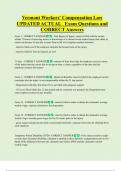 Vermont Workers' Compensation Law UPDATED ACTUAL Exam Questions and  CORRECT Answers