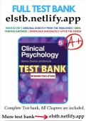  TEST BANK FOR CLINICAL PSYCHOLOGY SCIENCE PRACTICE DIVERSITY BY  ANDREW M&period; POMERANTZ ISBN&period;&period;&period; 97812937528