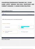CHAMPIONS POWERHOUSE TRAINING SAE &sol; STUDY GUIDE LATEST VERSION 2025-2026 &sol;QUESTIONS AND CORRECT ANSWERS &sol; A GRADE SCORE SOLUTION&period;  Practice questions for this set   Terms in this set &lpar;146&rpar;  An area of neighborhoods or subdivisons that is serviced by your 