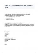 CMIS 351 - Final questions and answers 2024