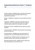 Organizational Behavior Exam 1 Chapters 1-6 questions and answers