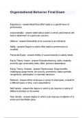 Organizational Behavior Final Exam questions and answers