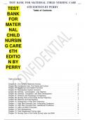 TEST BANK FOR MATERNAL CHILD NURSING CARE 6TH EDITION BY PERRY