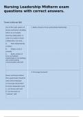 Nursing Leadership Midterm exam questions with correct answers&period;  Terms in this set &lpar;66&rpar; One of the major aspects of Kouzes and Posner's Enabling Others to Act includes fostering collaboration&period; In order for a leader to foster collaboration&comma; one must