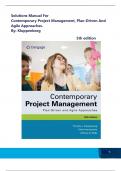 Solutions Manual for Contemporary Project Management&comma; Plan-Driven and Agile Approaches&comma; 5th Edition by Kloppenborg&vert; Latest Edition &vert; Chapter 1-15