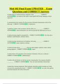 Med 102 Final Exam UPDATED Exam Questions and CORRECT Answers