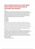 ADULT-GERONTOLOGY ACUTE CARE NURSE PRACTITIONER CERTIFICATION 2024-25 QUESTIONS AND ANSWERS