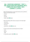 ISA - CERTIFIED ARBORIST - TEST 3 &ndash; PRF QUESTIONS AND ANSWERS WITH COMPLETE SOLUTIONS  100&percnt; CORRECT &vert; LATEST