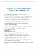 Practice Exam On HESI Nutrition  &lpar;QUESTIONS AND ASWERS&rpar;