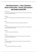 Real Estate Finance 1 - Texas&comma; Champions School of Real Estate &ndash; Finance 163 Questions and Answers Latest 2025