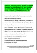 Additive Manufacturing 2024&sol;2025 Exam  Comprehensive Questions and Verified  Answers &vert; Accurate Solutions &vert; Get it  100&percnt; Correct&excl;&excl; &vert; Already Graded A&plus;