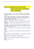 MTTC Elementary Education questions and answers 100&percnt; verified&period; 