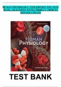 HUMAN PHYSIOLOGY 15TH EDITION FOX TEST  BANK &vert; QUESTIONS WITH CORRECT CHOICES  2025&sol;2026 UPDATE 
