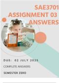 SAE3701 ASSIGNMENT 3  &vert;  DETAILED ANSWERS  &vert;  DUE&colon;  3  JULY  2025 