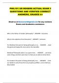 PHIL101 UD ROGERS ACTUAL EXAM 3  QUESTIONS AND VERIFIED CORRECT  ANSWERS, GRADED A+