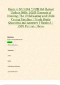 Exam 4&colon; NUR254 &sol; NUR 254 &lpar;Latest Update 2025 &sol; 2026&rpar; Concepts of Nursing&semi; The Childbearing and Child Caring Families &vert; Study Guide Questions and Answers &vert; Grade A &vert; 100&percnt; Correct - Galen