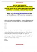 ASVAB - ARITHMETIC REASONING&sol;MATHEMATICS KNOWLEDGE ACTUAL EXAM WITH PRACTISE QUESTIONS AND  CORRECT ANSWERS&comma; DISTINCTION GRADE