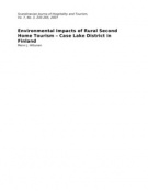 Environmental Impacts of Rural Second Home Tourism â€“ Case Lake District in Finland