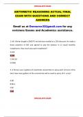 ARITHMETIC REASONING ACTUAL FINAL  EXAM WITH QUESTIONS AND CORRECT  ANSWER