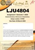 LJU4804 Assignment 1 (COMPLETE ANSWERS) Semester 1 2025 (147566) - DUE 28 March 2025
