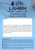 LJU4804 Assignment 1 &lpar;ANSWERS&rpar; Semester 1 2025 - DISTINCTION GUARANTEED