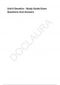 Unit 6 Genetics - Study Guide Exam Questions And Answers