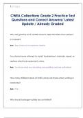  CWEA Collections Grade 2 Practice Test Questions and Correct Answers&sol; Latest  Update &sol; Already Graded