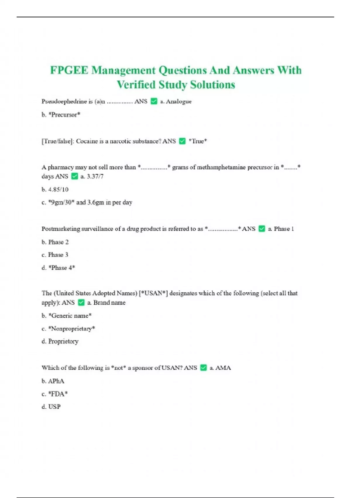 FPGEE Management Questions And Answers With Verified Study Solutions ...