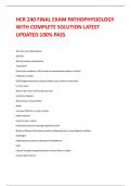 HCR 240 FINAL EXAM PATHOPHYSIOLOGY WITH COMPLETE SOLUTION LATEST UPDATED 100&percnt; PASS
