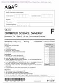 2024 AQA GCSE COMBINED SCIENCE&colon; SYNERGY 8465&sol;2F Paper 2 Question Paper &plus; Mark Scheme &plus; Inserts