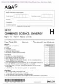 2024 AQA GCSE COMBINED SCIENCE&colon; SYNERGY 8465&sol;3H Paper 3 Question Paper &plus; Mark Scheme &plus; Inserts