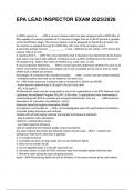EPA LEAD INSPECTOR EXAM 2025&sol;2026 New Update &rpar; &vert;&vert;Questions and Verified Answers 100&percnt; Correct&vert; Grade A&vert;&vert;Latest
