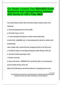 Car Dealer License Test 2024&sol;2025 Exam  Questions and Corresponding Answers  with Surety of 100&percnt; Pass Mark