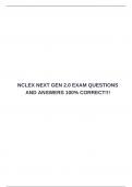 NCLEX NEXT GEN 2&period;0 EXAM QUESTIONS AND ANSWERS 100&percnt; CORRECT&excl;&excl;&excl;