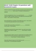 EDUC 2130 Chapter 12 questions well answered to pass