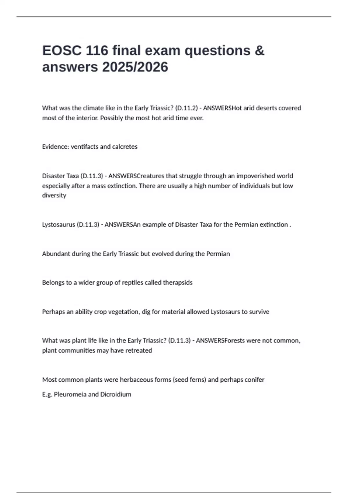 EOSC 116 final exam questions & answers 2025/2026 - EOSC 116 - Stuvia US