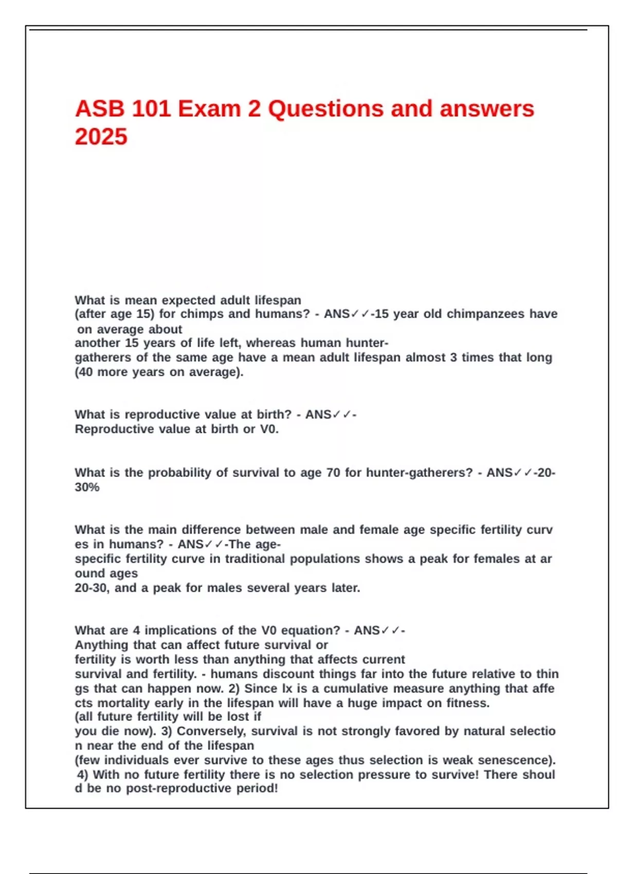 ASB 101 Exam 2 Questions and answers 2025. - ASB 101 - Stuvia US