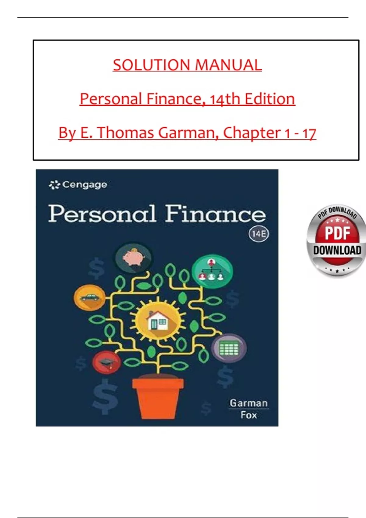 Solution and Answer Guide for Personal Finance, 14th Edition By E ...
